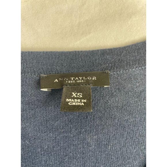 Ann‎ Taylor Cashmere Blend Open Cardigan size XS Blue - Picture 2 of 5